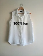 M&S Collection biała lniana bluzka koszula bez rękawów XL 42
