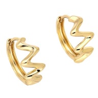 87122 Kolczyki stal chirurgiczna 316L pozłacane 18k kółka zygzaki