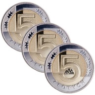 3x 5 złotych 2025 r. stan menniczy z woreczka