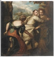 OBRAZ OLEJNY XVI-XVII WIEK,,POETA MIĘDZY CNOTĄ A WYSTEPKIEM'' MALARZ WŁOSKI