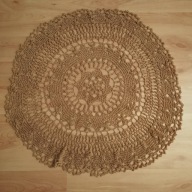 Serweta okrągła szydełkowa z kordonka w kolorze musztardowym średnia 70 cm