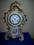 -OBNIŻKA-[@5j] -Śliczny Porcelanowy Zegar Kominkowy XIXw
