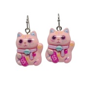 Kolczyki "Maneki Neko", różowe