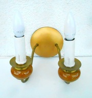 Kinkiet podwójny ścienny mosiężny + żarówki30