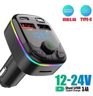 TRANSMITER FM BLUETOOTH 5.0 DO SAMOCHODU PD TYPE-C PODWÓJNE USB MP3
