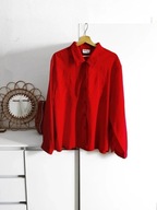 Czerwona koszula vintage boho z haftem i ozdobnymi guzikami Rosy XL