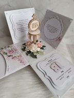 Kartka 3d, exploding box, pamiątka Pierwszej Komunii Świętej