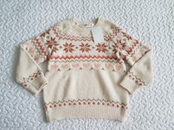 Cool Club sweterek ecru beż i wzorki nowy roz 110