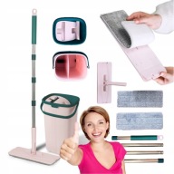 MOP PŁASKI WIADRO DWUKOMOROWE Z WYCISKACZEM KIJ TELESKOPOWY HANDY