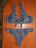 SHEIN super kostium bikini kropeczki czerń-biel L