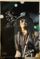 Obraz SLASH namalowany na płótnie z podpisem Slash'a autograf + czaszka