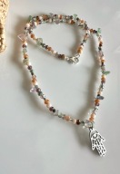 Naszyjnik handmade Hamsa Oko Proroka Kamienie