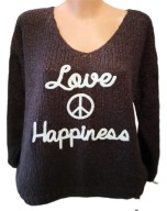 Sweter damski większy z napisem brązowy czekoladowy r. uniwersalny