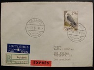 !!! PTAKI - ISLANDIA 1967 - KOPERTA - LIST POLECONY LOTNICZY - STAN BDB !!!