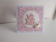 Kartka na Chrzest ręcznie robiona handmade aniołek