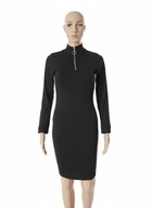 Missguided Czarna Dopasowana Sukienka na Długi Rękaw – Rozmiar 36 / S
