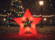 lampka gwiazda ozdoba świąteczna dekoracja czerwona, ozdoby świąteczne