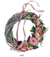 WIANEK NA DRZWI KWIATY RÓŻOWE BRUDNY RÓŻ RUSTYKALNY 30CM W10