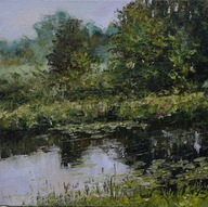 Nad wodą" obraz olejny na płótnie 30x30cm , oryginał Garncarek Al,,,