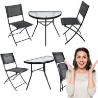 MEBLE OGRODOWE NA BALKON TARAS DO OGRODU STOLIK 2 SKŁADANE KRZESŁA OGRODOWE