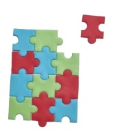 Puzzle, jigsaw, układanka, klocki dekoracja z masy cukrowej na tort