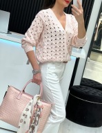 Sweterek Ażur Puder Róż Amelle