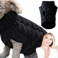UBRANKO DLA PASA KOTA CZARNY SWETER NA ZIME CIEPŁY UNIWERSALNY GOLF XL