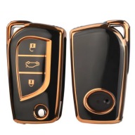 Czarno-złote etui kluczyka TOYOTA Auris Avensis Yaris Aygo RAV4 3 przyciski