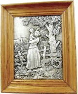 # OBRAZ / RELIEF z CYNY SREBRZONEJ w DĘBOWEJ RAMIE