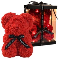 MIŚ Z PŁATKÓW RÓŻ WIECZNA RÓŻA RÓŻOWY RÓŻYCZEK Z RÓŻA NA WALENTYNKI Z RÓŻĄ