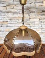 Lampa duża wisząca kuchenna drewno lata 90