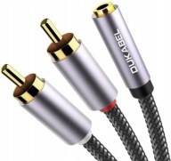 Dukabel Kabel Audio 30 CM Oplot Aux 3,5MM Na 2X Chinch Pozłacany