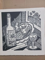 Martwa natura. 30 × 30 cm. 2025 r. (linoryt)