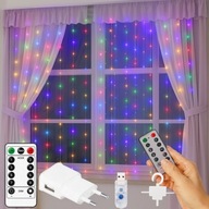 Kurtyna LED 300 DIOD USB z pilotem – nastrojowe światło do domu i ogrodu