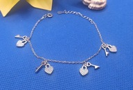 DELIKATNA SREBRNA BRANSOLETKA SERCE KŁÓDKA + KLUCZYK PRÓBA 925