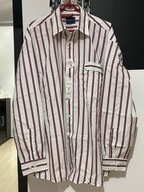 7 Koszula Melka biel burgund pionowe pasy bawełna 100% kieszeń XL