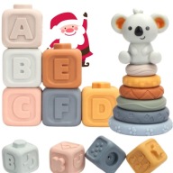 ZESTAW MIEKKICH GUMOWYCH KLOCKOW KINDERINI Z MISIEM KOALA 13 EL PREZENT
