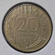 *FRANCJA [0112]*20 centymów CENTIMES 1975 Piąta Republika, Marianna Rośliny