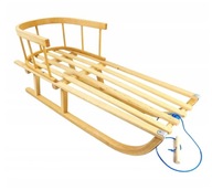 Drewniane sanki z oparciem tradycyjne dla dziecka + Gratis sznurek do sanek