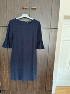 Sukienka granatowa S Chic&glam Collection z rękawem ozdobnym błyszcząca