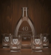 Zestaw butelka karafka z korkiem+4 szklanki TWÓJ GRAWER – Wyjątkowy Prezent