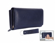 Portfel Damski Chunkyrayan Skórzany XXL RFID Vintage Niebieski