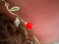 KOLCZYKI KWIATY KWIATAMI KWIATKI KWIATKAMI BOHO RÓŻE DŁUGIE DIAMENTY SEXY