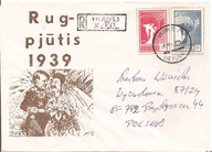 LITWA LIETUVA koperta ozdobna -obieg 1991 rok -VILNIUS -znaczki wycięte(?)