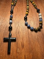 Naszyjnik męski Różaniec handmade tygrysie oko sodalit hematyt