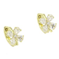 86020 Kolczyki stal chirurgiczna 316L pozłacane 14k koniczynki z cyrkoniami