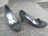 MASSIMO POLI nr 37(38) eleganckie szare czółenka na szpilce skóra nowe