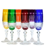 Kolorowe KRYSZTAŁOWE Kieliszki do Szampana Z.180 ml OBR Szlifowane Polskie