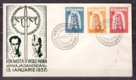 RUMUNIA CEPT Europa koperta FDC 1957 - emigracyjne, perforacja