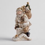 Figurka świętego Mikołaja w kominie beżowa Glamour home&you świąteczna glam